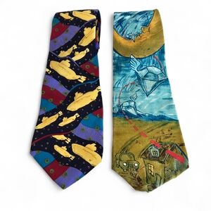 Vtg The Beatles 100% Silk Neckties: Lucy In The Sky & Yellow Submarine